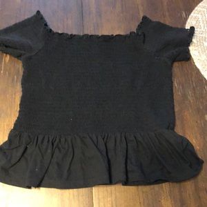 Black cropped roughly top, size Large, American eagle